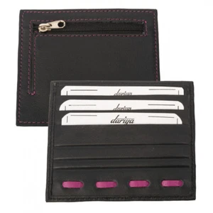 Flacher Kartenhalter für 3 Karten mit Münzfach schwarz/pink - Bild 1 von 3
