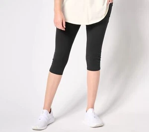 Denim & Co. Active Petite Duo Stretch Skimmer Leggings Black XS New - Picture 1 of 1