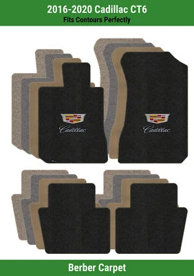 Juego de alfombrillas Lloyd Berber para '16-20 CT6 con escudo Cadillac plateado sobre cadill negro Foto 1 de 4