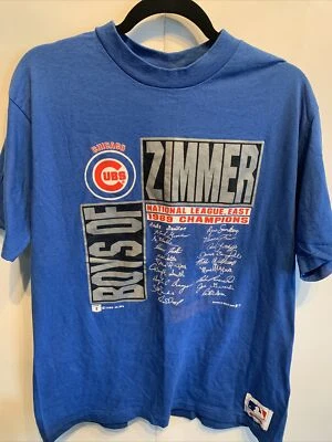 Vtg Chicago Cubs MLB Baseball Single Stitch T 1989 Champs Don Zimmer Mens Large - Image 1 of 4