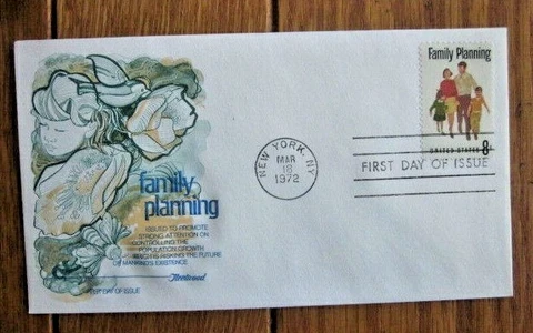 FAMILY PLANNING 1972  POPULATION CONTROL FLEETWOOD  CACHET FDC UNADDRESSED Cover