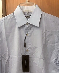 NWT, MEN's DOLCE & GABBANA LIGHT BLUE L/S DRESS SHIRT, MADE IN ITALY, SIZE 15 - Picture 1 of 3