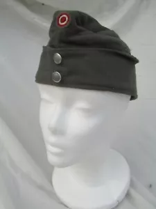 Vintage Austrian army grey wool side cap hat garrison forage military - Imagen 1 de 6