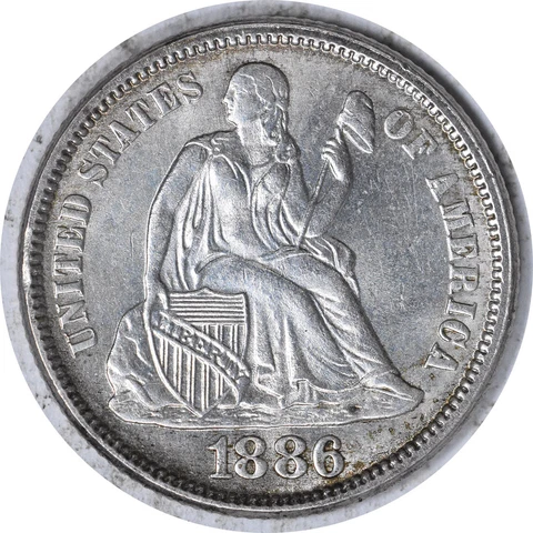1886 Liberty Seated Silver Dime Choice BU Uncertified #309 Cover