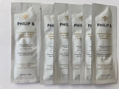 Philip B. Nordic Wood Hair + Body Shampoo 6 pcs Each 10 ml Sealed FreeShip - Image 1 of 4