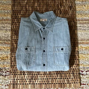 J.CREW Wallace & Barnes Button Work Shirt Jacket Blue Chambray Men’s Size XL - Picture 1 of 4