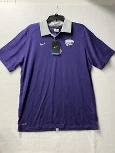 Nike DriFit Kansas State University Wildcats Polo Shirt Mens Large Purple NEW - Picture 1 of 10