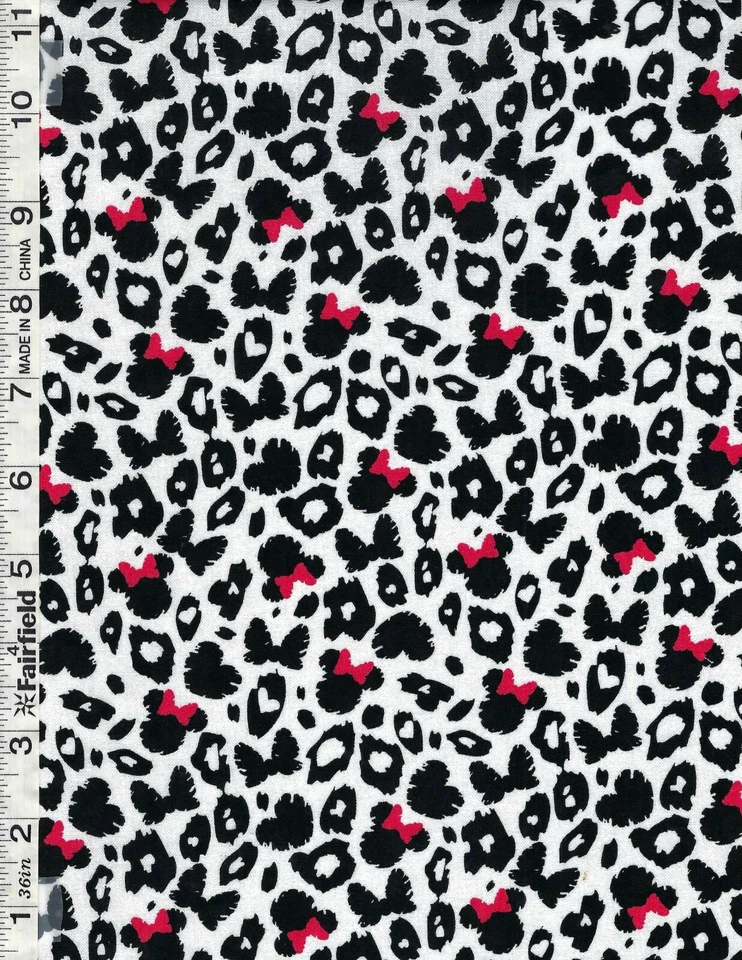 黑色迪士尼米妮老鼠豹纹Camelot面料bty — 第 1/1 张图片