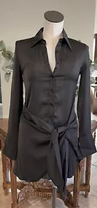 Prinzessin Polly Damen 2 Bodeni schwarz Langarm Wickeloptik vorne Minikleid #L - Bild 1 von 7