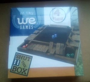 SHUT THE BOX Walnut Stained Wood Large Size 14"x14" (2019 WE Games) - Picture 1 of 2