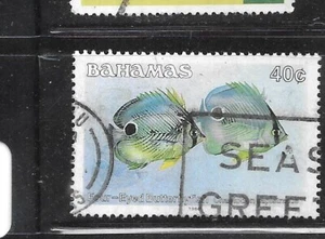 BAHAMAS SC#  611a 1988 40c FISH DEFINITIVE OLD VINTAGE VF POSTALLY USED  STAMP - Picture 1 of 1