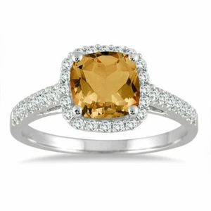 Citrine Solitaire Engagement Ring Natural Citrine Wedding Ring Yellow Stone Ring - Picture 1 of 2