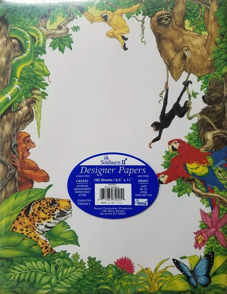 Wild Animals Designer Paper by Sonburn II - NEW - 100 sheets per pack - Image 1 of 1