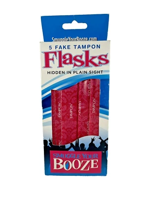 Nuevo Contrabandea tu bebida 5 falsos tampones tubos de alcohol frasco de alcohol concierto festival Foto 1 de 3