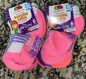 Toddler Girl’s Low Cut Fruit of the Loom Socks, 12 pairs, 18/36M or 3T/5T
