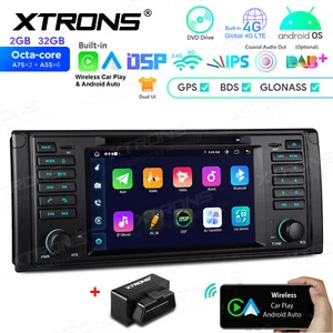 OBD+ Android 14 Octa Core CarPlay Car Dash GPS Stereo DVD Radio For BMW E39 M5 - Picture 1 of 15