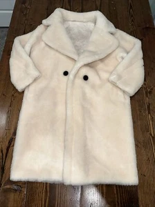 Women’s Medium 100% Sheep’s Wool Heavy Overcoat - Ivory  - Picture 1 of 8