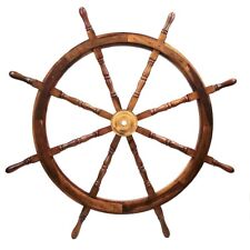 Teak Wooden Ships Steering Wheel 47" Helm Nautical Boat Maritime Wall Decor New
