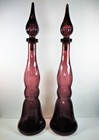 Pair of Vintage Rossini Empoli Amethyst Panelled Glass Genie Bottles EUC