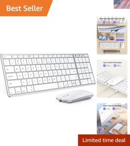 Wireless Bluetooth Keyboard Mouse Set Stainless Steel for MacBook iPad iMac - Picture 1 of 9