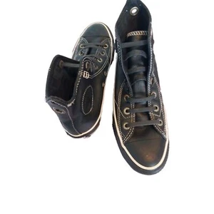 Converse Black Pebbled Leather Unisex Hitop Sneaker Women 6.5, Men 4.5 - Picture 1 of 15