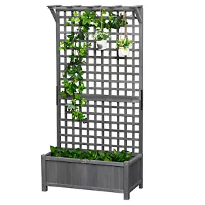 Planter Box with Trellis Raised Garden Bed Privacy Screen for Backyard Patio - Picture 1 of 10