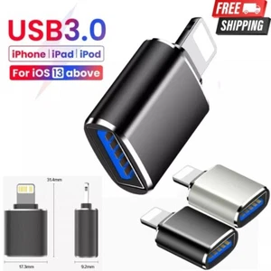 For iPhone OTG Adapter IOS 8 Pin to USB 3.0 Female Connector iPad Max Pro Plus - Picture 1 of 16