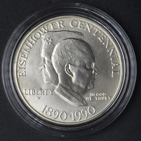 1990-W Mint State Eisenhower Modern Commemorative Silver Dollar 1$ -COINGIANTS Cover