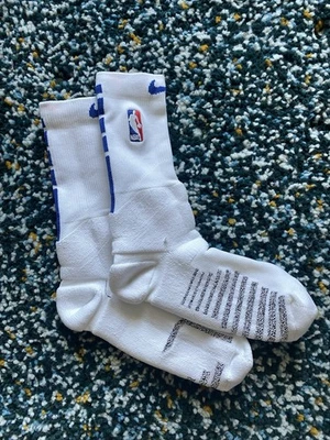 Nike NBA Authentic XL Crew Socks White Blue Power Player Team Issued On Court - Image 1 of 4