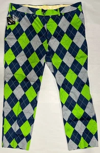 Pantalones de golf Loudmouth para hombre 42 x 32 Argyle estampado de diamantes (D) nuevos con etiquetas sin usar - Imagen 1 de 10