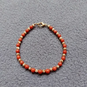 Pulsera de piedras preciosas con cuentas de coral natural Italia coral rojo hecha a mano - Imagen 1 de 12
