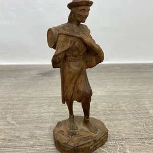 Vntg Hand Carved Wood Statue Figure Saint Hunter Fisher Very Detailed (damaged) - Picture 1 of 14