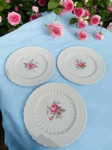 (3) Spode's Jewel 9.25” Salad Dessert Billingsley Rose Embossed Old Mark! - Picture 1 of 4