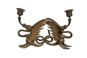 2 Vintage Chinoiserie Brass Phoenix Griffin Dragon Candlesticks Candle Holders 7 - Picture 1 of 14