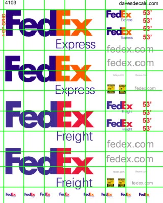 4103 DAVE'S HO DECALS FED EX RED TRUCK BOXCAR BUILDING SET see grid for sizing - Image 1 of 2