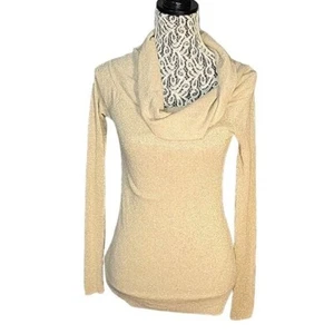 Ann Taylor Damen Medium gold glitzerndes Langarm Wasserfallausschnitt Top - Bild 1 von 5
