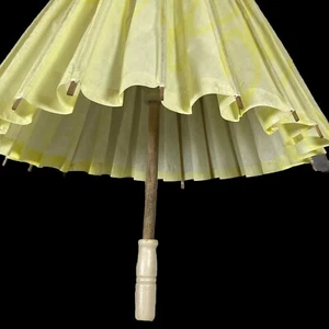 Wood & Paper Parasol Design Umbrellas Yellow Set of 9, Party,Wedding Decorations - Picture 1 of 15