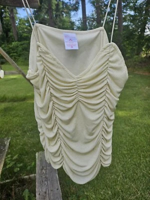 Women's No Boundaries Junior Spaghetti Strap Cream Glittery Top Size M (7-9)  - Image 1 of 4