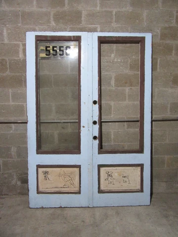 ~ ANTIQUE DOUBLE ENTRANCE FRENCH DOORS STOREFRONT ~ 65.75 X 92.5 ~ SALVAGE Cover