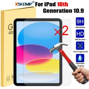 2Pcs For iPad 10th Generation 10.9 2022 Tempered Glass 9H Screen Protector Cover - Picture 1 of 19