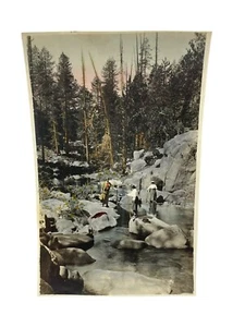 Antique Women by River Color Tinted Snapshot Photograph - Picture 1 of 5