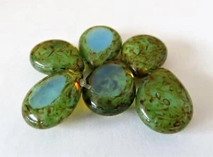 4 12 x 16 mm Polished Pear Shaped Drops : Milky Aquamarine - Picasso - Picture 1 of 1