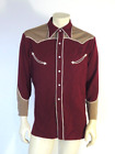 Vintage 1950s Gabardine Two Tone Western Shirt DISTRESSED Size LARGE