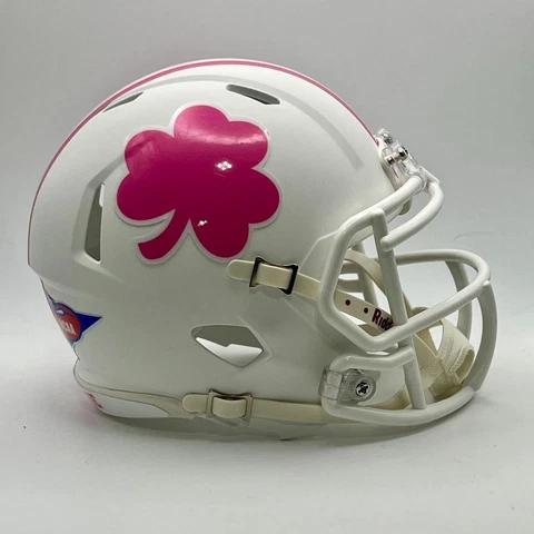 Notre Dame Fighting Irish CUSTOM Matte White with Pink Mini Football Helmet Cover