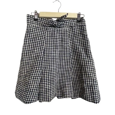 Falda roja Valentino tweed Italia talla 2 línea A azul blanco cuadros dobladillo plisado Foto 1 de 4