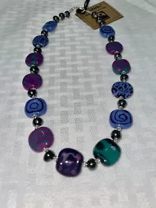 Kazuri Kenya Hand Crafted "RICHI OUTERSPACE" Fair Trade 18" Beaded Necklace NWT - Picture 1 of 3