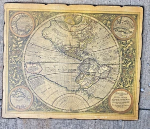 America sive India Nova (or New India) Map from 1595 on Wood by Mercator, 24x20" - Picture 1 of 4