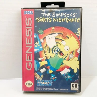 The Simpson’s Bart’s Nightmare + Box - Sega Genesis - Tested & Working - Image 1 of 4
