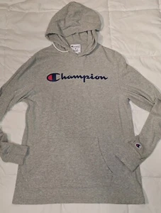 Champion Herren grau Kordelzug großes Logo Pullover Hoodie Größe Medium Baumwolle 100 % - Bild 1 von 7