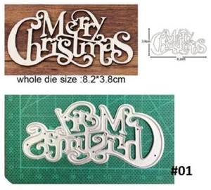 FROHE WEIHNACHTEN Feiertage Satz Spruch Metall Stanzformen Kartenherstellung Sammelalbum - Bild 1 von 1